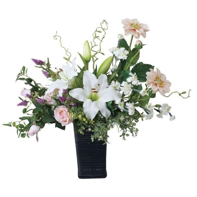 観葉植物 造花 リビング 人工観葉植物 消臭・抗菌 ギフト 代引き不可 個別送料 光触媒 ツインカサブランカ 光触媒 アートフラワー