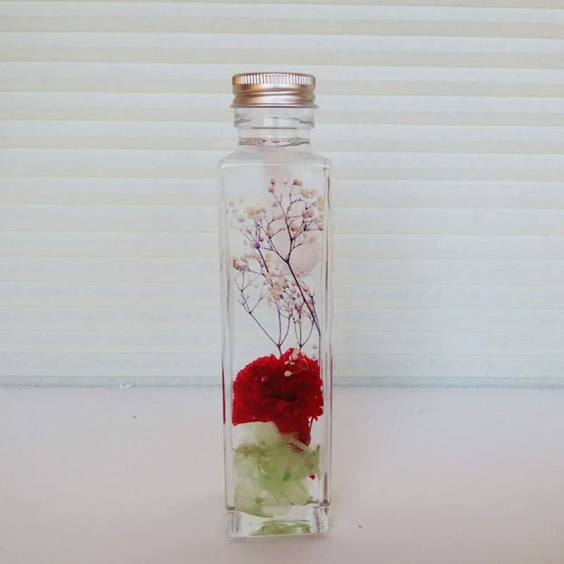 母の日ギフト ハーバリウム 植物標本 角型ガラス製ボトルにいれた大人気のHealing Bottle『カーネーション』｜shop-katakuri｜03