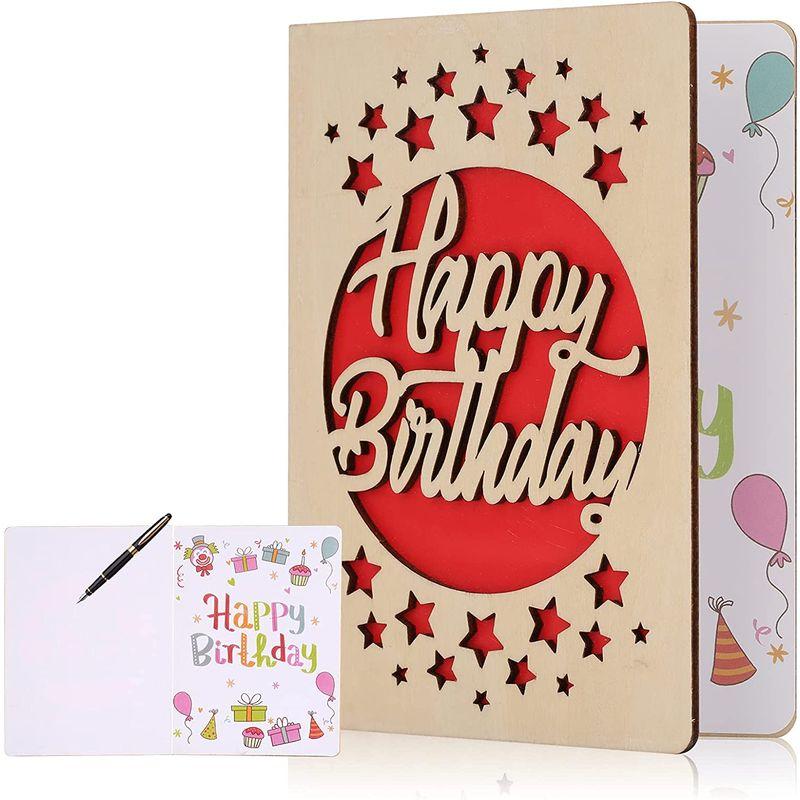 バースデーカード グリーティングカード 木製誕生日カード 誕生日カード 木製のグリーティングカード 手作りの誕生日カード メッセージカード ショッピングストア川辺堂 通販 Yahoo ショッピング