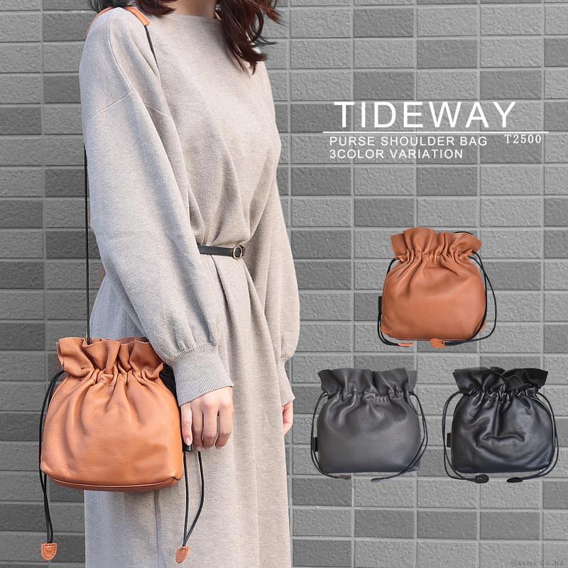 TIDEWAY タイドウェイ ショルダーバッグ レディース バッグ 巾着 本革