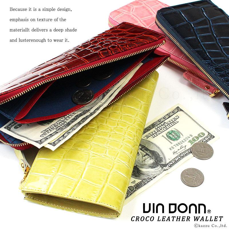 VIADOAN（ヴィアドアン） 財布 長財布 レディース エナメル クロコ型