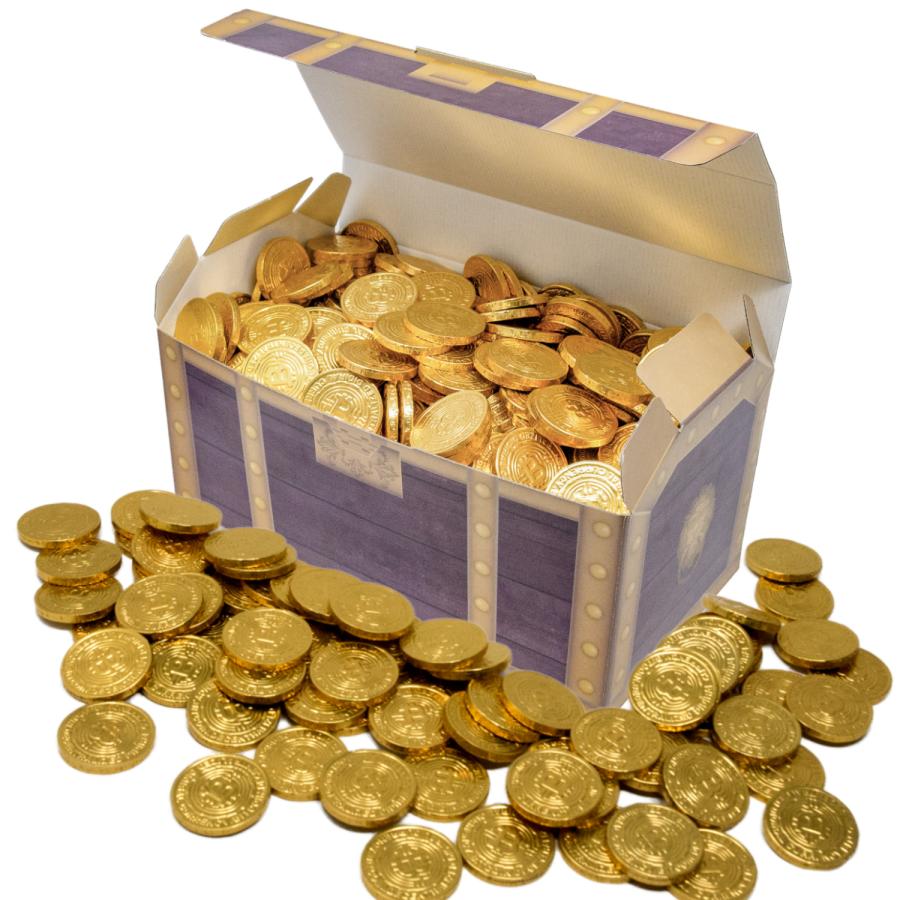 お菓子 ビットコイン チョコレート ギフト お菓子セット お菓子 セット 詰め合わせ コインチョコ 純チョコレート 子供会 個包装 プレゼント 宝箱  イベント 景品 みんな大喜び！】大きな宝箱 チョコレート 詰め合わせ チロルチョコ ブラックサンダー ビットコインチョコ ...