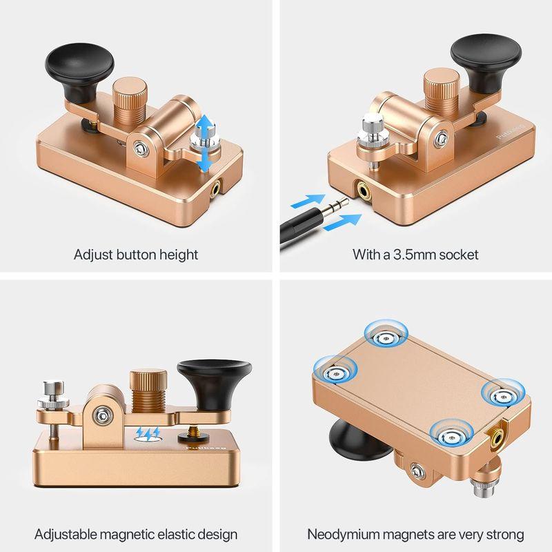 PUTIKEEG アマチュア無線 電鍵 パドル モールス信号 練習機 - 磁気フィードバックマニュアルアップライトエレクトリックキー、キャン｜shop-kt-four｜03