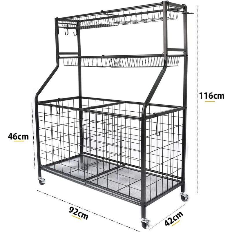 ボールスタンド バスケットボールラック ボール整理カゴ ボール収納ランク バレーボール収納ラック キャリーカート 3段階式 ホイール付き ガ｜shop-kt-three｜09