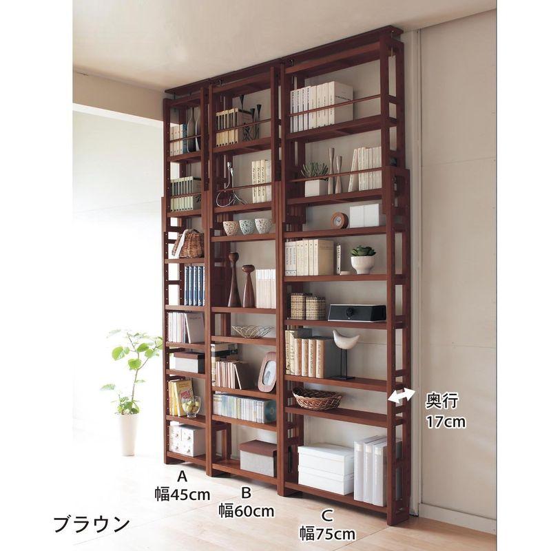 オンライン日本 家具 ベルメゾン ラック つっぱり 木製 薄型 オープンシェルフ・ラック ブラウン B 幅60 奥行17