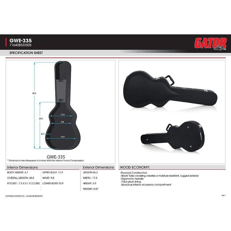 エレキギターケース GWE-335 (ES-335/セ GATOR ゲーター エレキギター用 ハードケース GWE Series 合板製Tolexラミネート加工 楽｜shop-kt-three｜14
