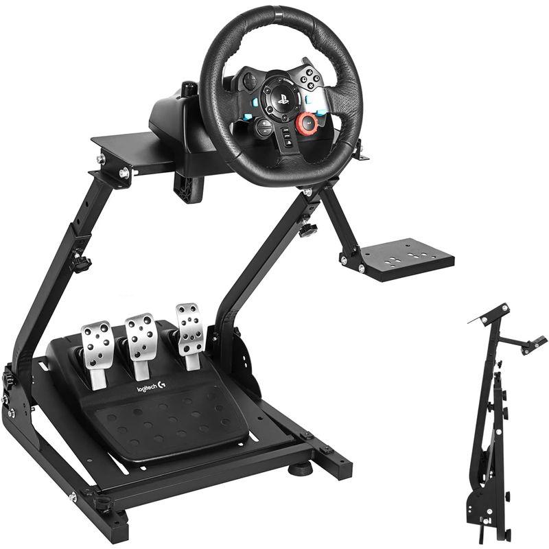 ゲーム周辺機器 MINNEER ホイールスタンド Racing Wheel Stand 炭素鋼フレーム 折りたたみ設計 ホイール・ペダル位置調整可能 Lo｜shop-kt-three｜02
