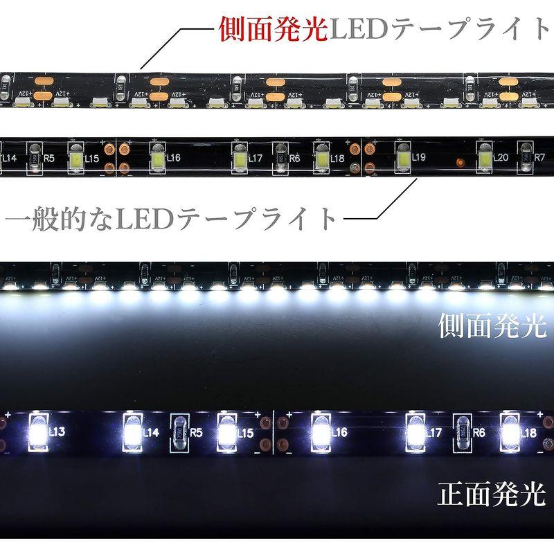 自動車用品 LEDテープライト 側面発光 12V 1.8m 高密度 防水 1チップ 黒ベース 両端子 車 自動車 バイク 高輝度 両面テープ 1本 赤色｜shop-kt-three｜06