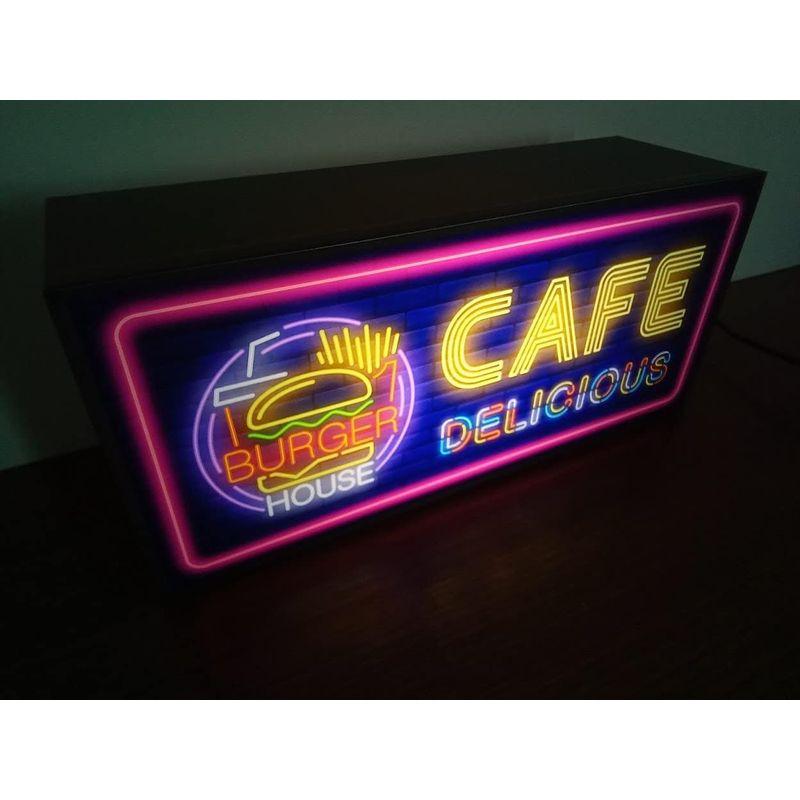 ファーストフード カフェ ハンバーガー バーガー ハウス CAFE 看板 置物 LED2wayライトBOX｜shop-kt-three｜03