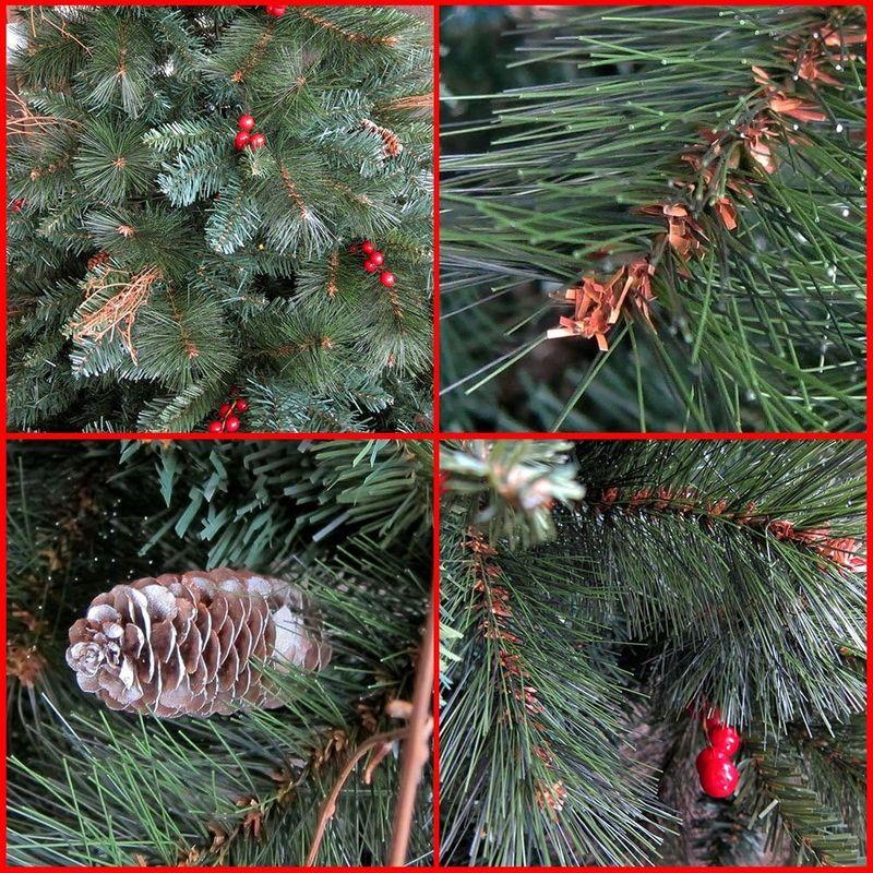 最高級リッチ クリスマスツリー 150cm 赤い実と松ぼっくり付 濃密度２種類のボリューム感がとても良い枝のツリー ドイツ、ベルギー輸出専用 - 6