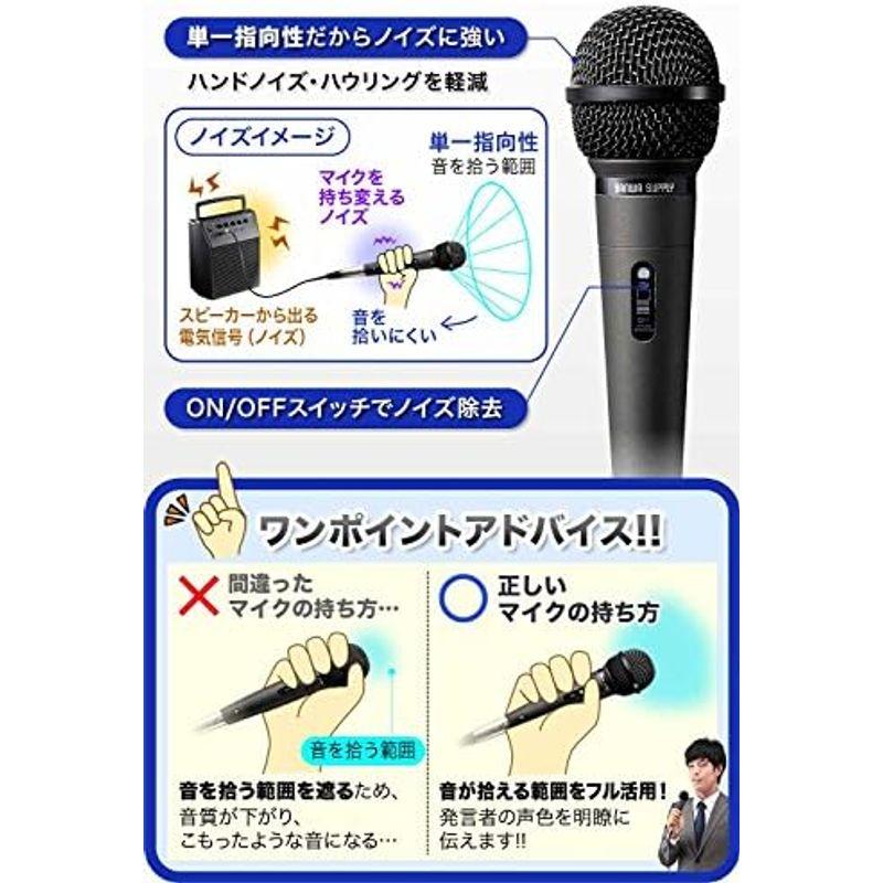 ダイナミックマイク 単一指向性 音響機器 サンワダイレクト スイッチ付 4.5mケーブル付 400-SP045｜shop-kt-three｜05