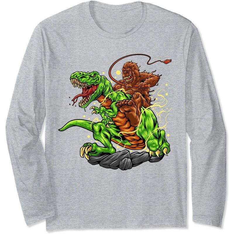 ファッション ビッグフット 乗馬恐竜 T-レックス グラフィック ハロウィン サスカッチ 長袖Tシャツ｜shop-kt-three｜02