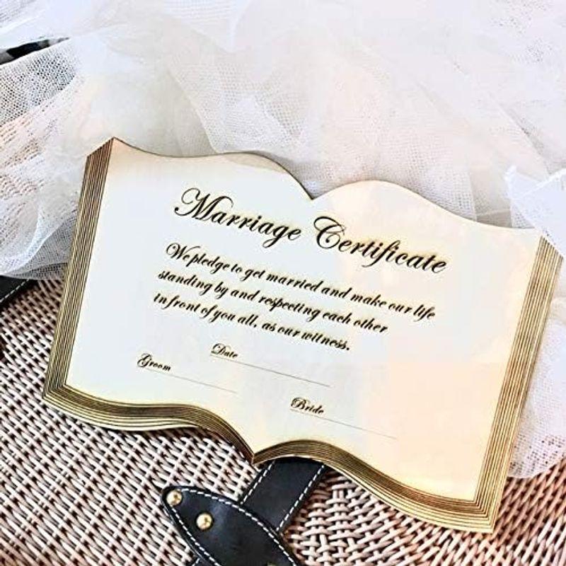 結婚証明書 ブック型木製刻印プレート ウェディング/結婚式/ハートドロップス (名前と日付は空欄で発送)｜shop-kt-three｜02
