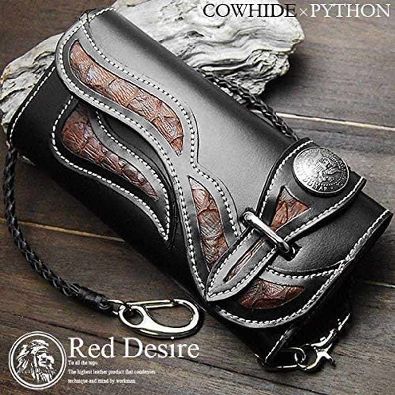 Red Desireパイソン×カウハイド ライダースウォレット 牛革 メンズ長財布 サイフ（RD-2）｜shop-kt-three｜03