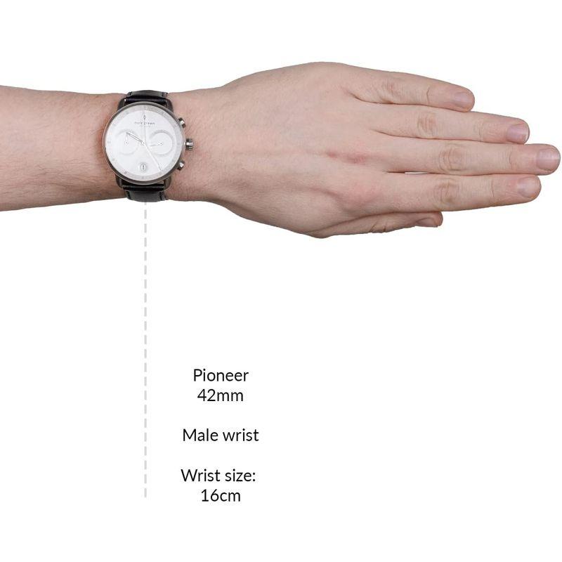Nordgreen［ノードグリーン］Pioneer 北欧デザイン腕時計 メンズのシルバー の42mm クロノグラフ ホワイト フェイス ブラ｜shop-kt-three｜05