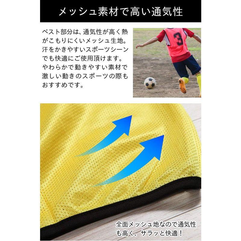 ［K sera sera］ ビブス 12枚 6枚 セット ゼッケン 番号 収納バッグ付き 5色展開 サッカー バスケ フットサル (レッド｜shop-kt-three｜09