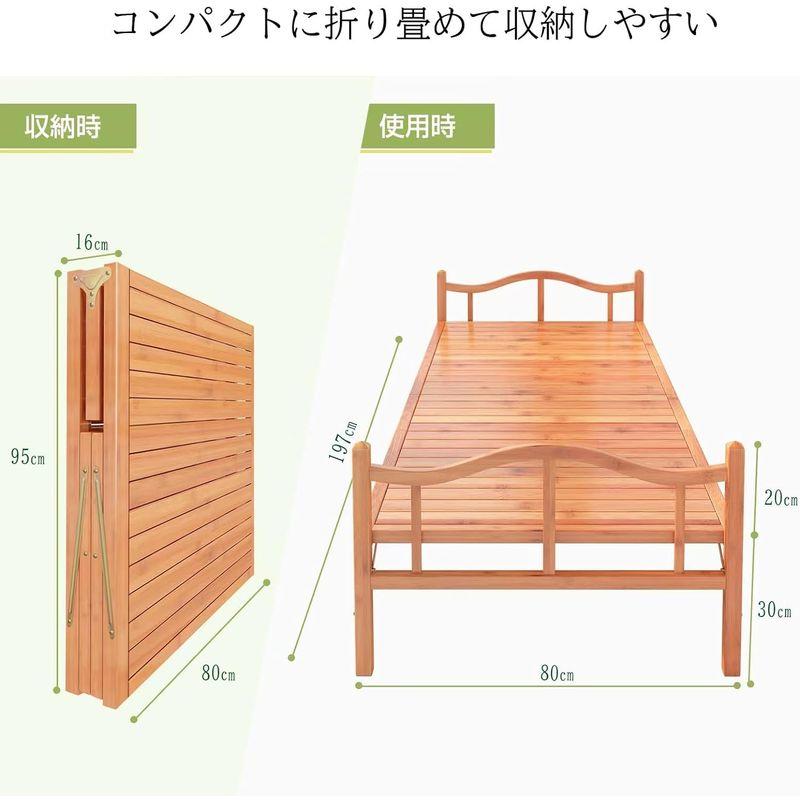 組立不要折りたたみベッド 横幅80cm 竹庭 ベッドフレーム 天然竹製 シングル 耐荷重約200kg 通気性・抗菌性高い 茶色｜shop-kt-three｜02