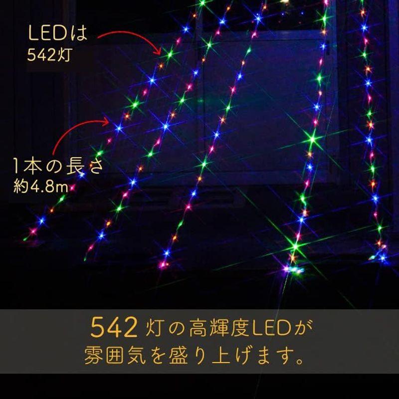 バラエティ本舗 イルミネーション ナイアガラ ネットライト 4.8m8本 （ゴールド） リモコン付き ガーデンライト ドレープライト LED - 6