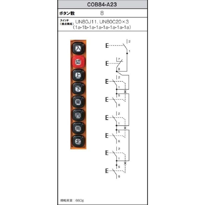 パトライト(春日電機)ホイスト用押ボタン開閉器(電動機間接操作用)8点ボタン　COB84-A23