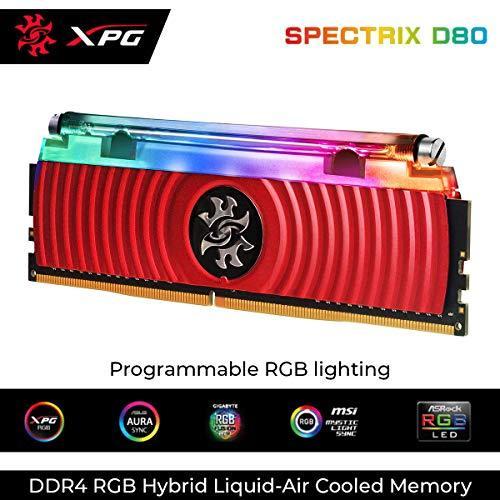 ADATA XPG DDR4-3200MHz CL16 デスクトップPC用 メモリ SPECTRIX D80 8GB×2枚 液体冷却 RGB調光採用 筺体色 赤 AX4U320038G16-DR80 