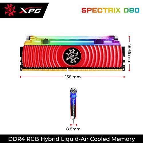 ADATA XPG DDR4-3200MHz CL16 デスクトップPC用 メモリ SPECTRIX D80 8GB×2枚 液体冷却 RGB調光採用 筺体色 赤 AX4U320038G16-DR80 
