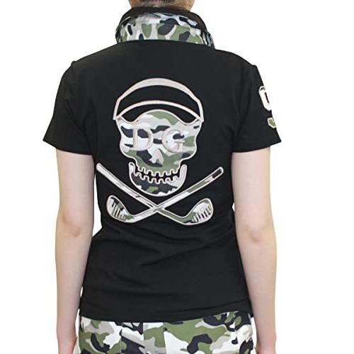 7673 Bk ゴルフウェア 3l カモフラ柄バックスカルポロシャツ スポーツ ブラック 大きいサイズ 迷彩 デルソル