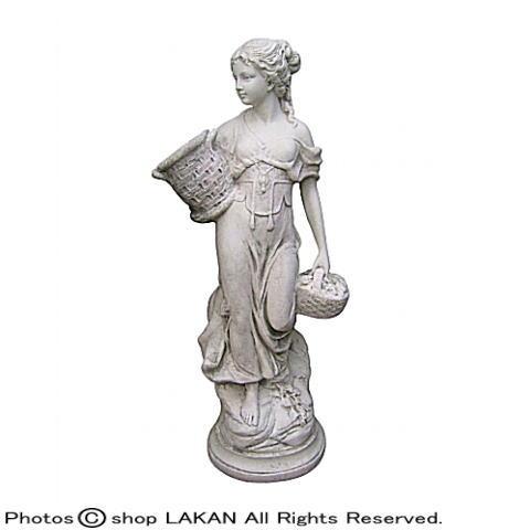 花かごの少女像H68cm イタリア製洋風庭園 子供ガーデン石像 / イタル