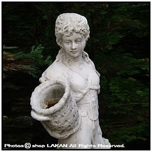 花かごの少女像H68cm イタリア製洋風庭園 子供ガーデン石像 / イタル