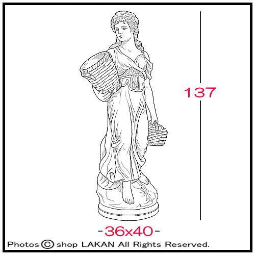 花かごの少女像 H138cm イタリア製大型女性石像 / イタルガーデン社