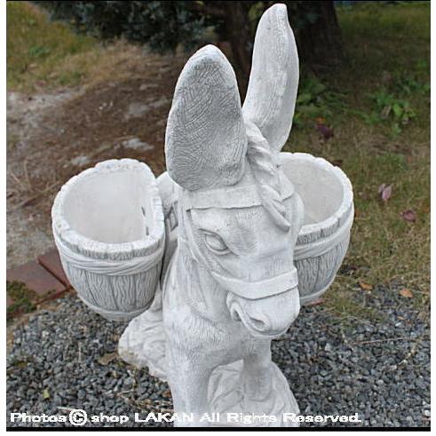 ロバと花かご H80cm イタリア製 洋風ガーデン 石造 動物 オブジェ