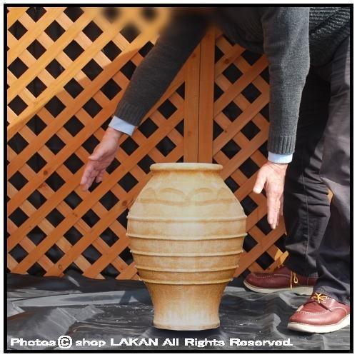 クレタ コロニオスC鉢 φ40cm 独特なデザイン ギリシアテラコッタ壺 / トラピサノ村産 GR-CC-2Cの画像