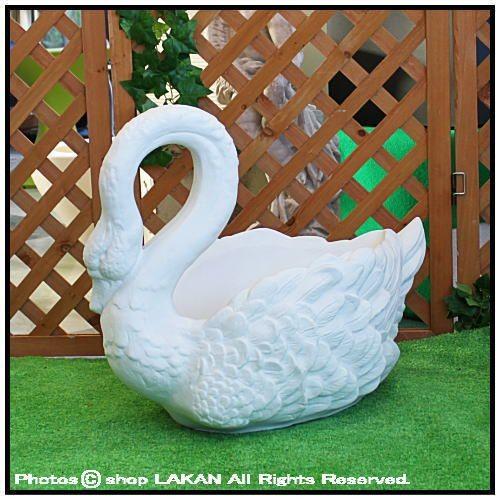 スワン型プランターW70cm ポリエチレン樹脂製白鳥オブジェ植木鉢