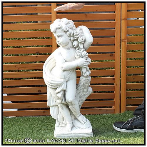 四季の子供像(春) H70cm イタリア製庭園石像 人物子供像オブジェ 