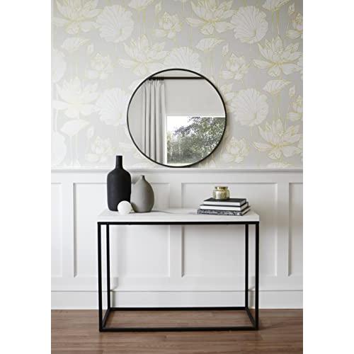 NextWall ロータスフローラルピールアンドスティック壁紙メタリックゴールド&グレー 並行輸入 ASDba6ee06e2aショップ