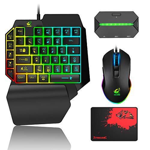 【25％OFF】 新しいコレクション 片手キーボード 専用コンバーター付き RGB ゲーミング キーボード マウス USB有線 アダプター レインボーバックライト 5 cartoontrade.com cartoontrade.com