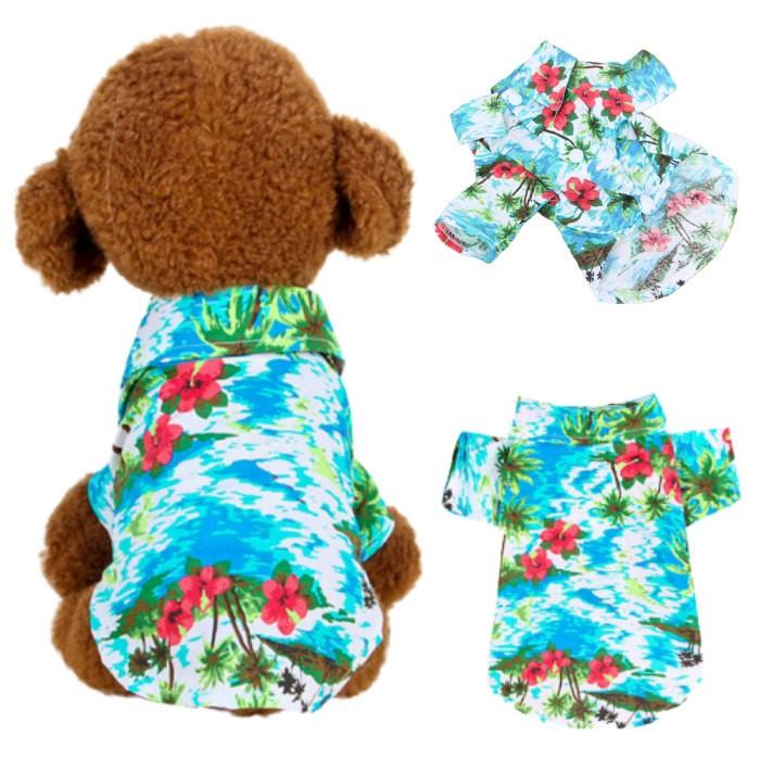 犬服 アロハシャツ スカイブルー 夏用 サイズ XS S M L XL XXL 小型犬
