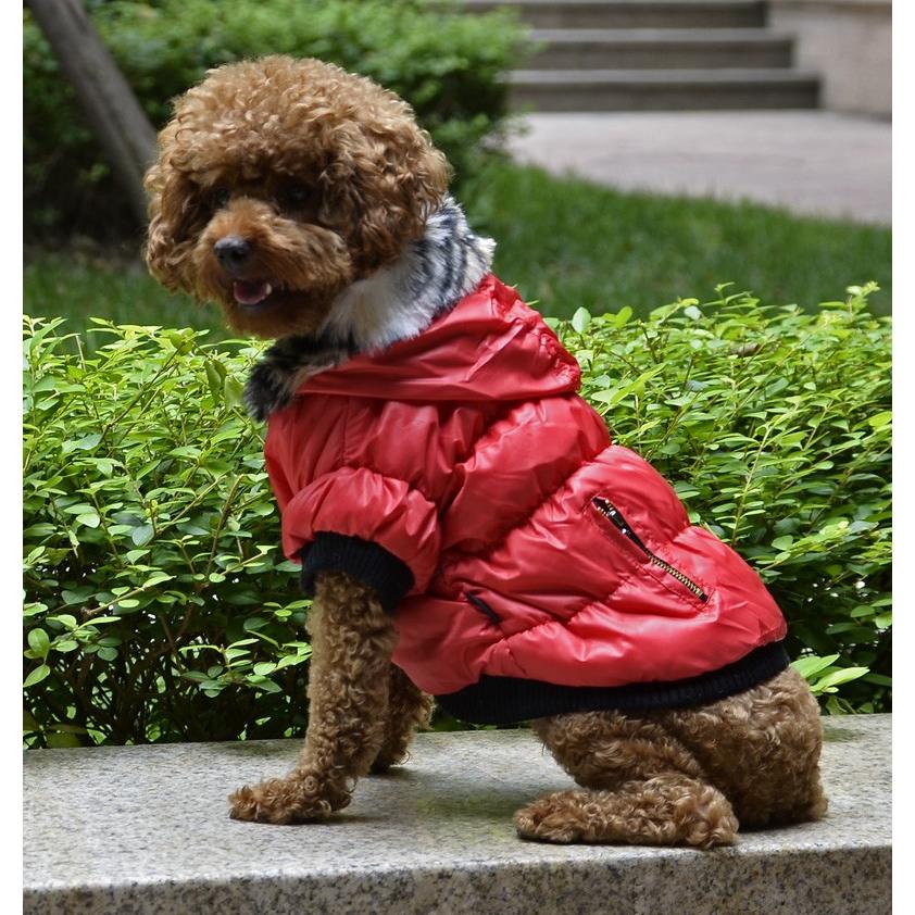 冬用コート ジャケット 犬服 クラッシックジッパーデザイン フード付き 