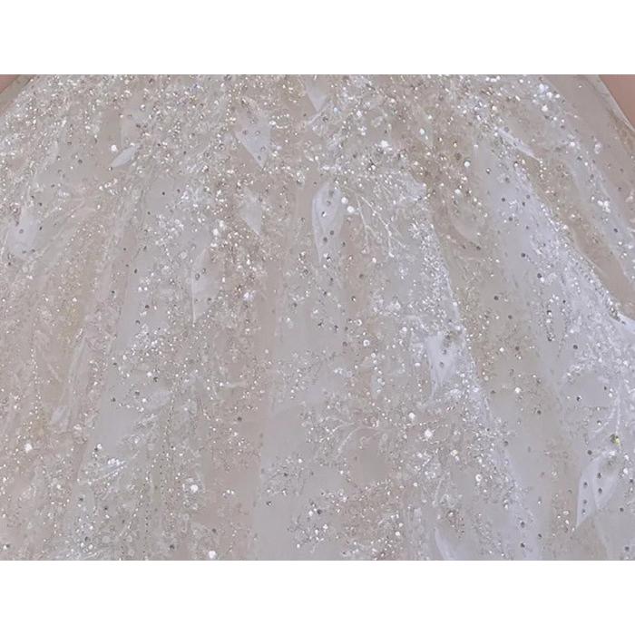 ウェディングドレス 豪華 スパンコール ビジュー 花嫁ドレス ロングトレーン オフショルダー Aライン 結婚式 披露宴 プリンセスドレス S-4L_7