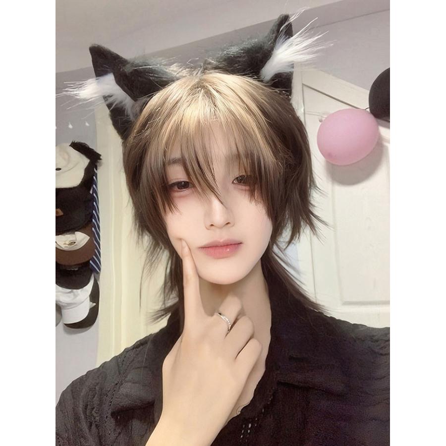 ウィッグ ショート ウルフ フルウィッグ 自然 男装 イケメン メッシュ