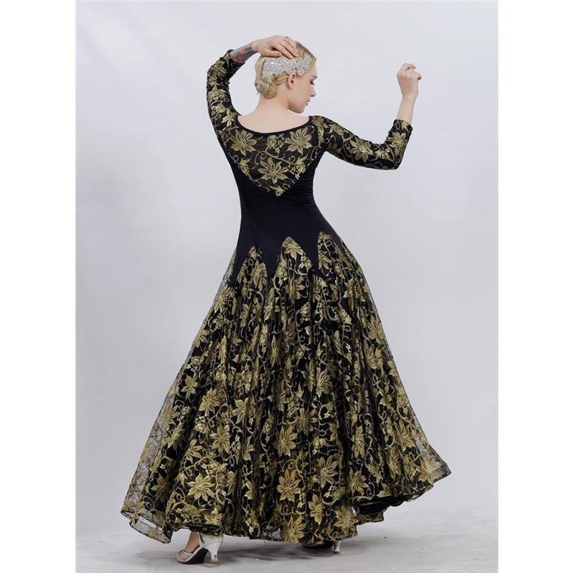 社交ダンスラテンドレス 黒金 社交ダンス ラテンドレス ブラック 黒 ゴールド 海外選手から買い付け