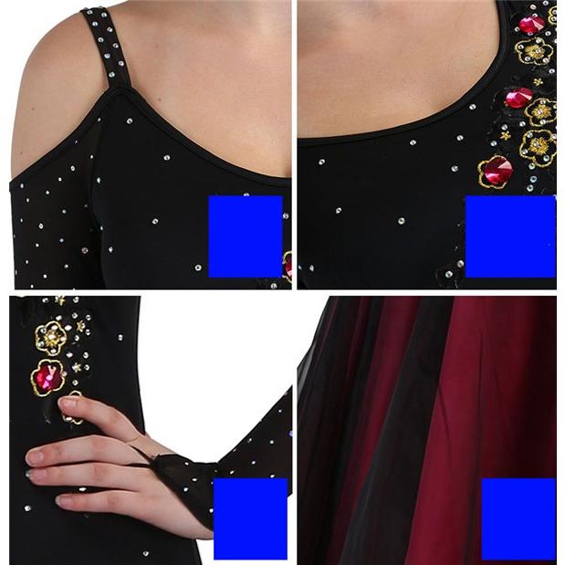 社交ダンス 衣装 モダンドレス 社交ダンスドレス S~2XL 大きい裾