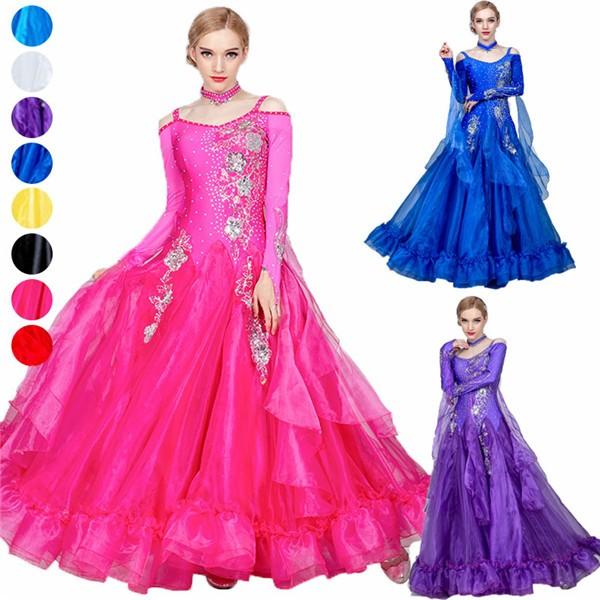 8カラー サイズ指定可 社交ダンス モダンドレス 社交ダンス 衣装 大きいサイズ 大きい裾 社交ダンス ドレス スタンダードドレス