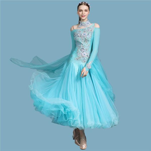 社交ダンス モダンドレス 社交ダンス衣装 ダンス発表会 大きい裾