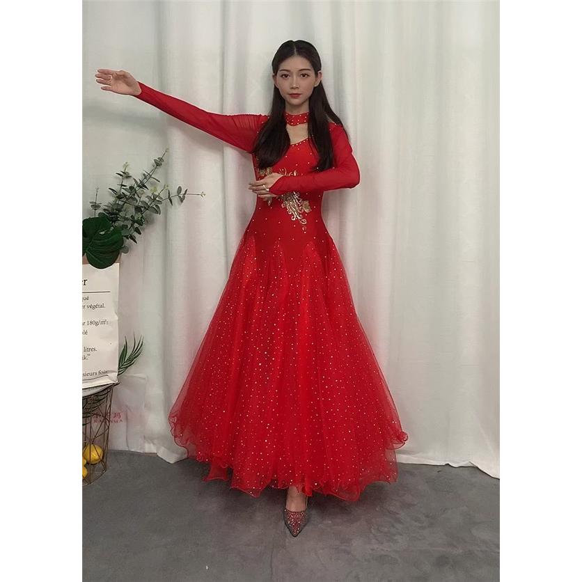 社交ダンス モダンドレス 衣装 ダンス発表会 大きい裾 豪華な社交