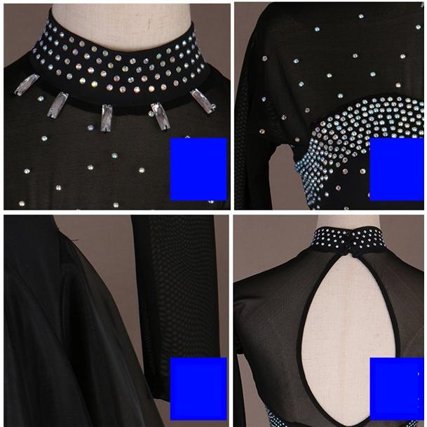 社交ダンス モダンドレス 衣装 ダンス発表会 大きい裾 豪華な社交