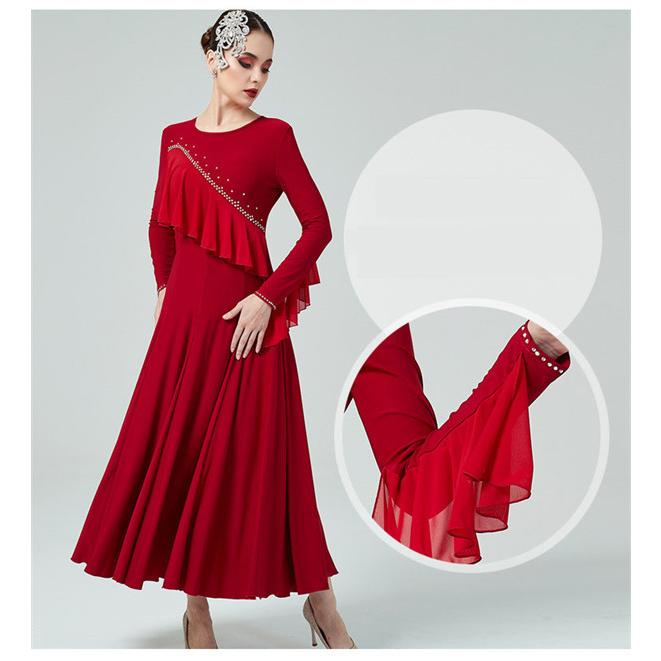 社交ダンス ワンピース モダンドレス 大きいサイズ 長袖 社交ダンス