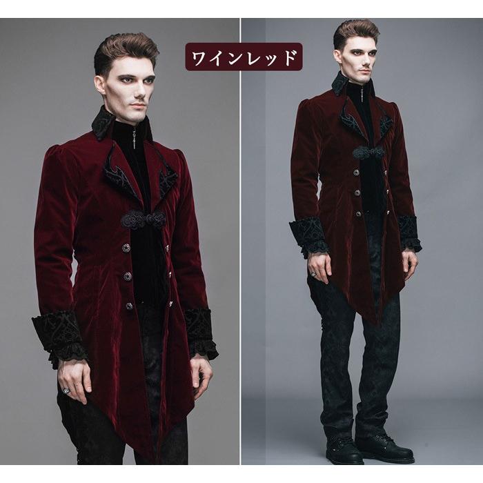 ゴシック風 ベルベット ロングコート メンズ ビクトリア調 ジャケット 