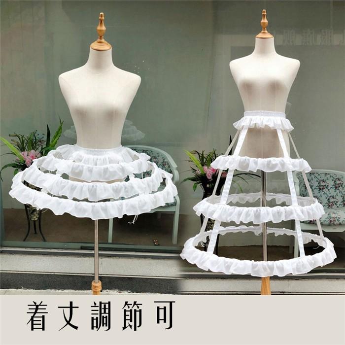 パニエ ロリータ 鳥かごパニエ 白 3段 スカートパニエ レース 着丈調節