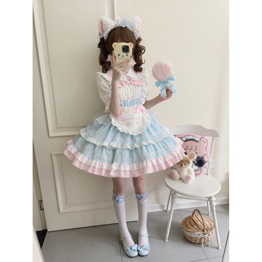 ロリータ ジャンパースカート メイド服 甘ロリ ティアードスカート