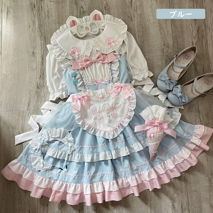 ロリータ ジャンパースカート メイド服 甘ロリ ティアードスカート